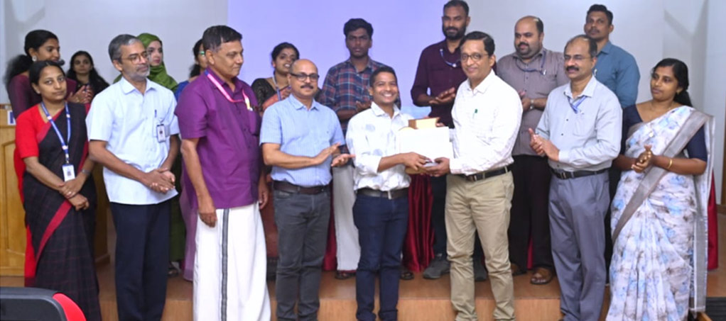 • Dr. Sreejith M. M., Postdoctoral Fellow-SRIBS receiving the NASC Doctoral Dissertation Award (Mathematics) 2024, constituted by the Nehru Arts and Science College Kanhangad, Kasaragod, Kerala on 19-11-2024